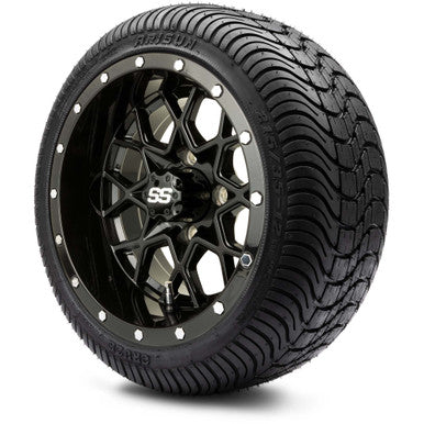 MODZ® 12" Vortex Glossy Black Wheels & Street Tires Combo