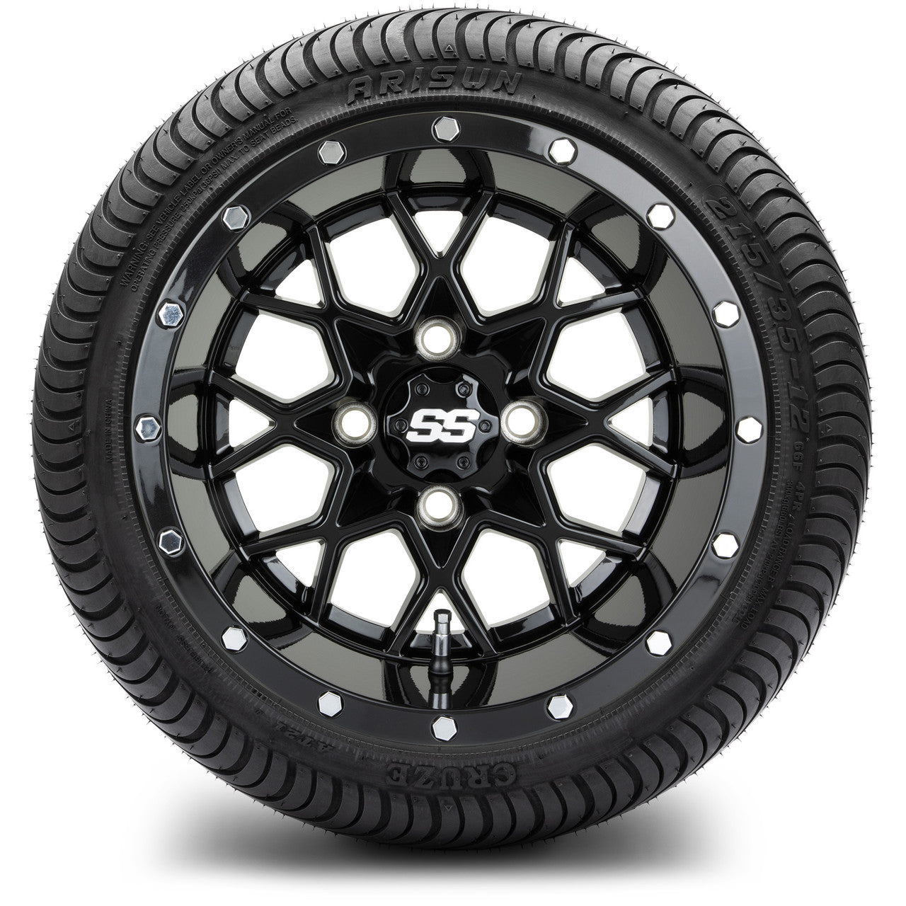 MODZ® 12" Vortex Glossy Black Wheels & Street Tires Combo