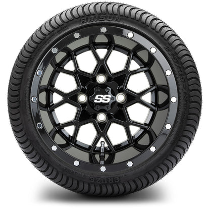 MODZ® 12" Vortex Glossy Black Wheels & Street Tires Combo