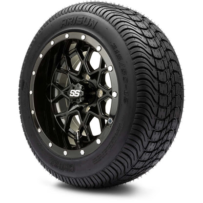 MODZ® 12" Vortex Glossy Black Wheels & Street Tires Combo