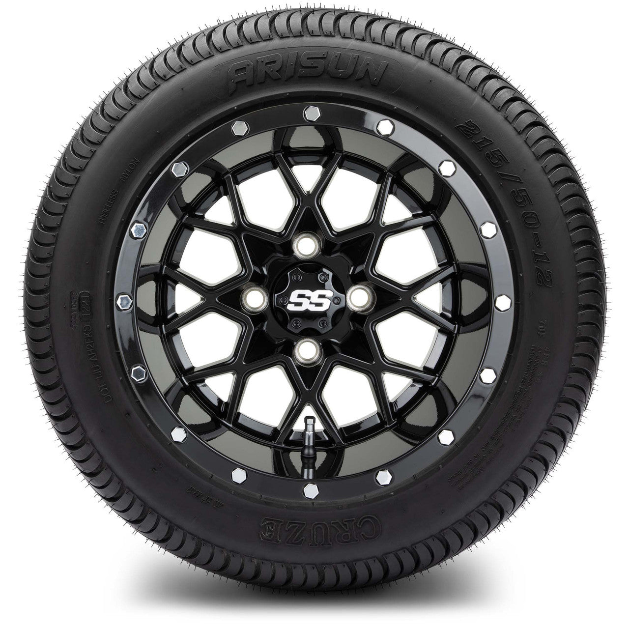 MODZ® 12" Vortex Glossy Black Wheels & Street Tires Combo