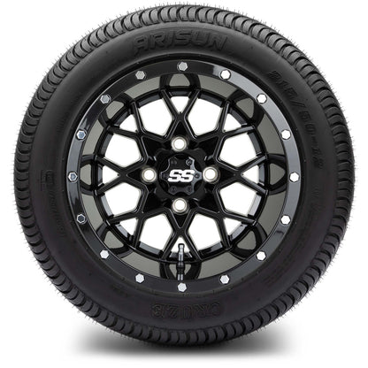 MODZ® 12" Vortex Glossy Black Wheels & Street Tires Combo