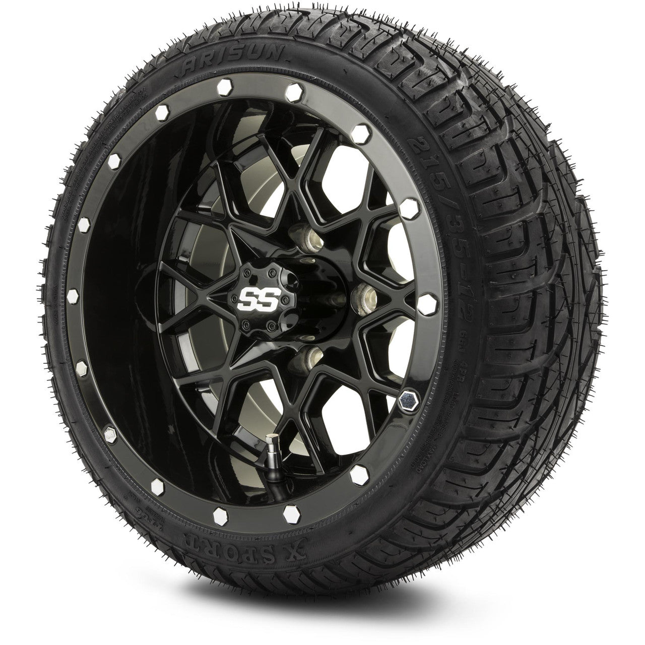 MODZ® 12" Vortex Glossy Black Wheels & Street Tires Combo