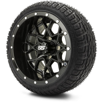 MODZ® 12" Vortex Glossy Black Wheels & Street Tires Combo