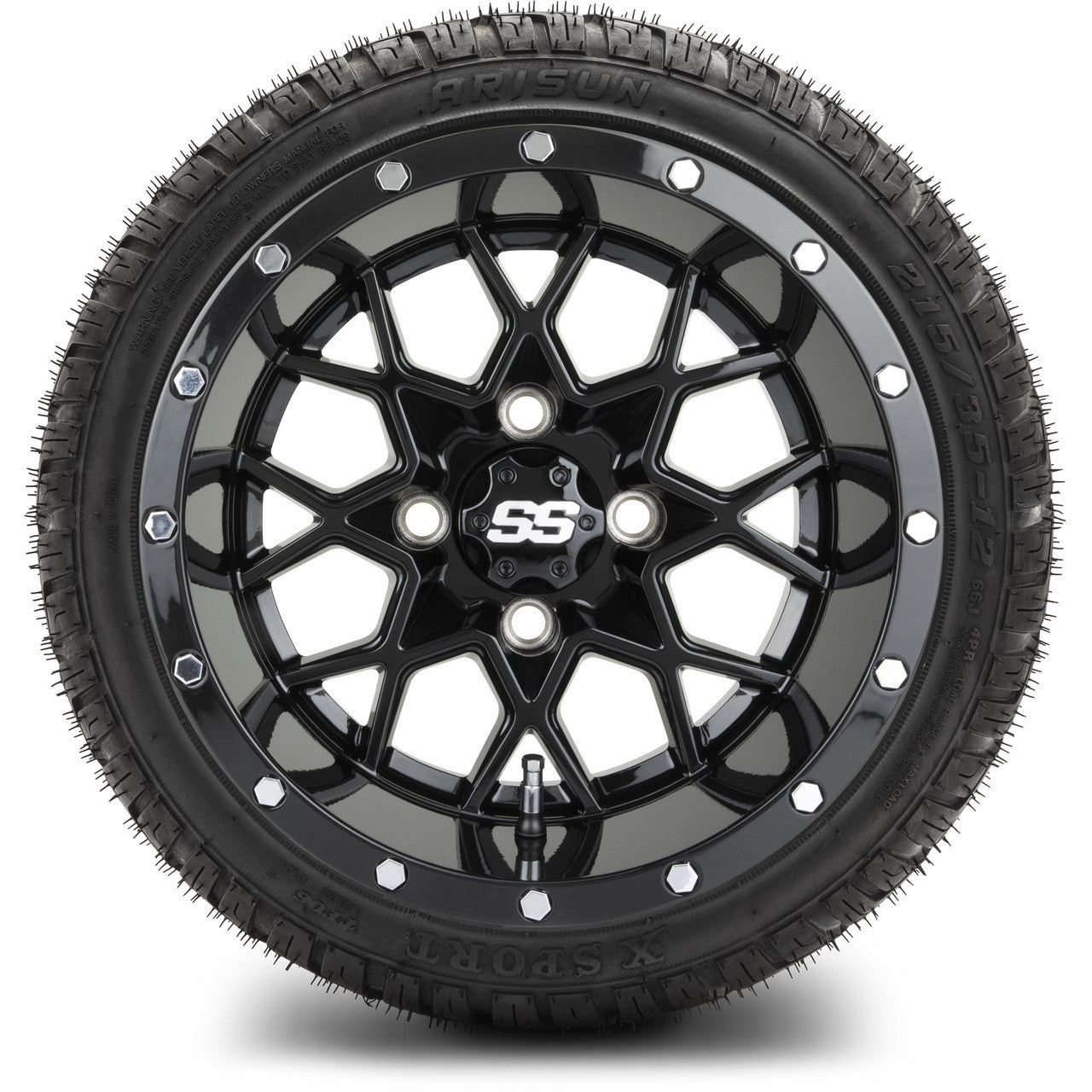 MODZ® 12" Vortex Glossy Black Wheels & Street Tires Combo