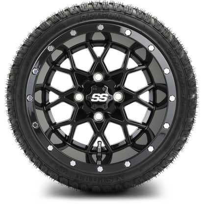 MODZ® 12" Vortex Glossy Black Wheels & Street Tires Combo