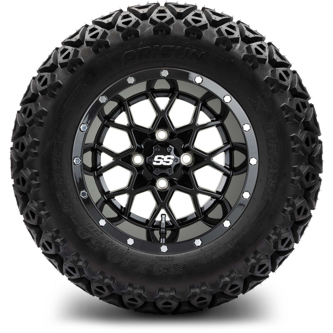 MODZ® 12" Vortex Glossy Black Wheels & Off-Road Tires Combo