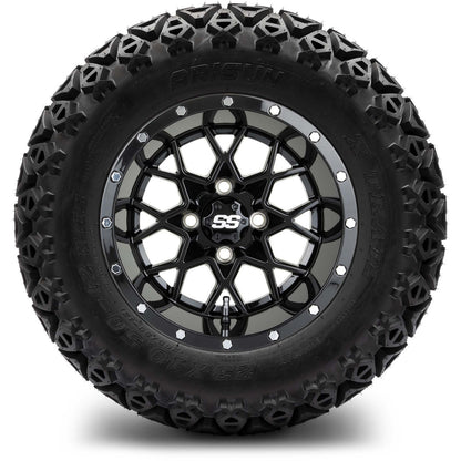 MODZ® 12" Vortex Glossy Black Wheels & Off-Road Tires Combo