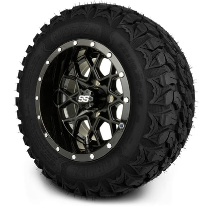 MODZ® 12" Vortex Glossy Black Wheels & Off-Road Tires Combo