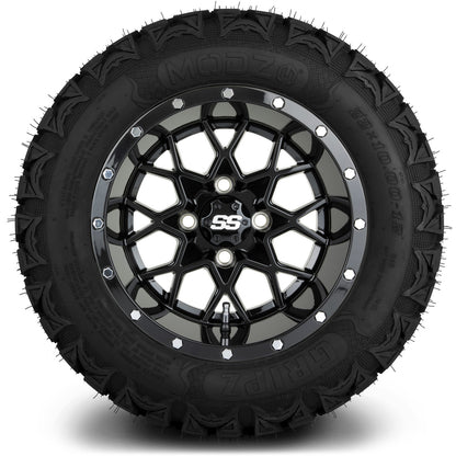MODZ® 12" Vortex Glossy Black Wheels & Off-Road Tires Combo