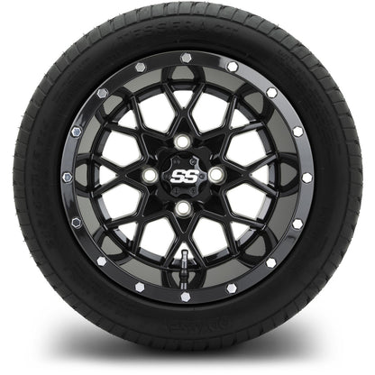 MODZ® 12" Vortex Glossy Black Wheels & Street Tires Combo