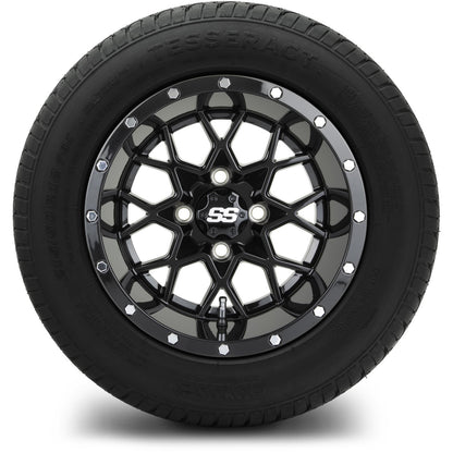 MODZ® 12" Vortex Glossy Black Wheels & Street Tires Combo