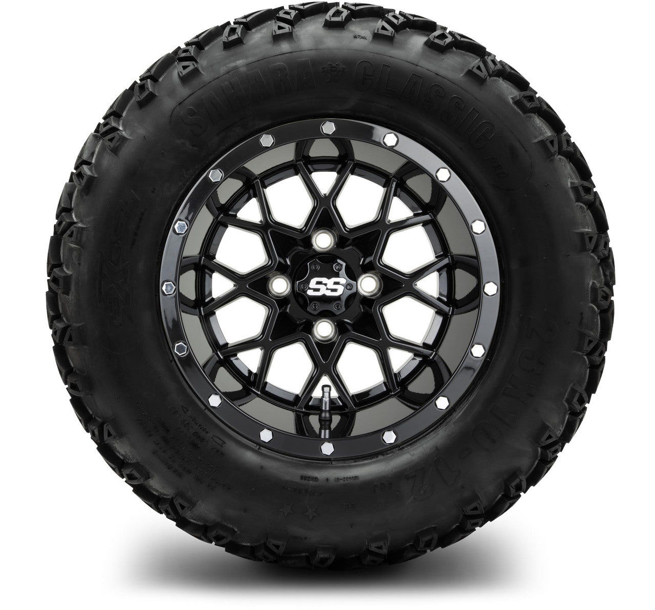 MODZ® 12" Vortex Glossy Black Wheels & Off-Road Tires Combo