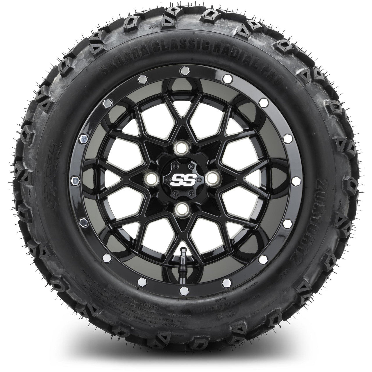 MODZ® 12" Vortex Glossy Black Wheels & Off-Road Tires Combo