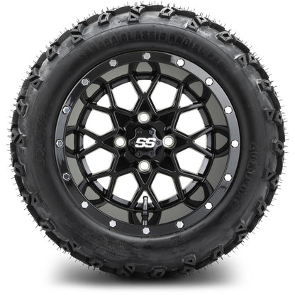 MODZ® 12" Vortex Glossy Black Wheels & Off-Road Tires Combo