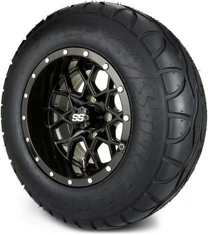 MODZ® 12" Vortex Glossy Black Wheels & Street Tires Combo