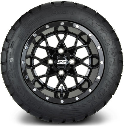 MODZ® 12" Vortex Glossy Black Wheels & Street Tires Combo