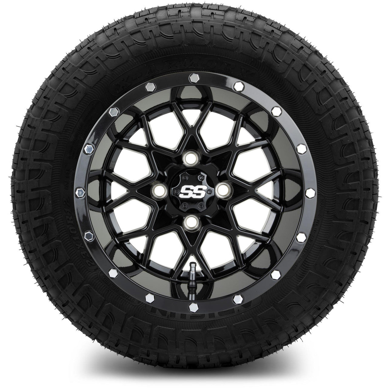 MODZ® 12" Vortex Glossy Black Wheels & Off-Road Tires Combo