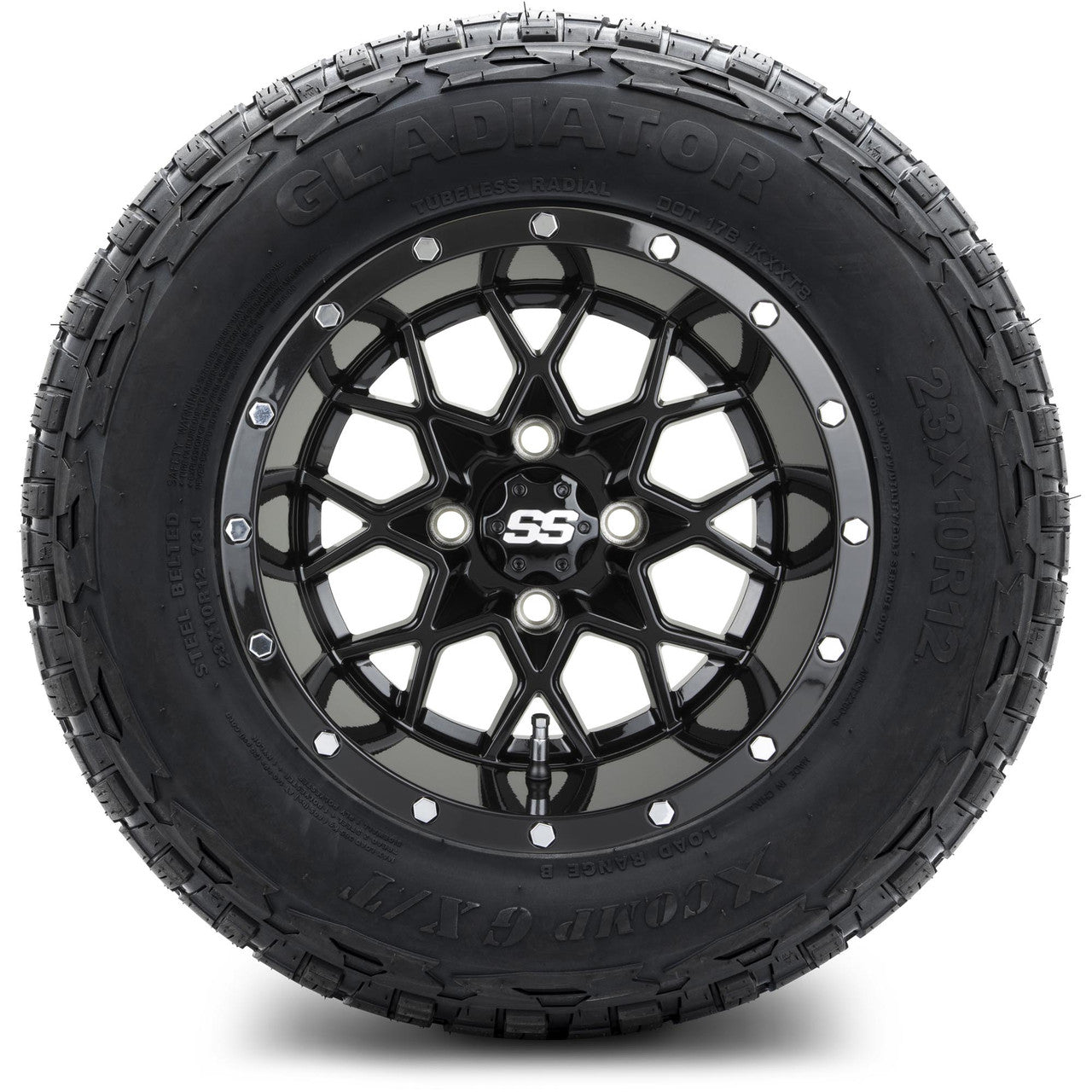 MODZ® 12" Vortex Glossy Black Wheels & Off-Road Tires Combo