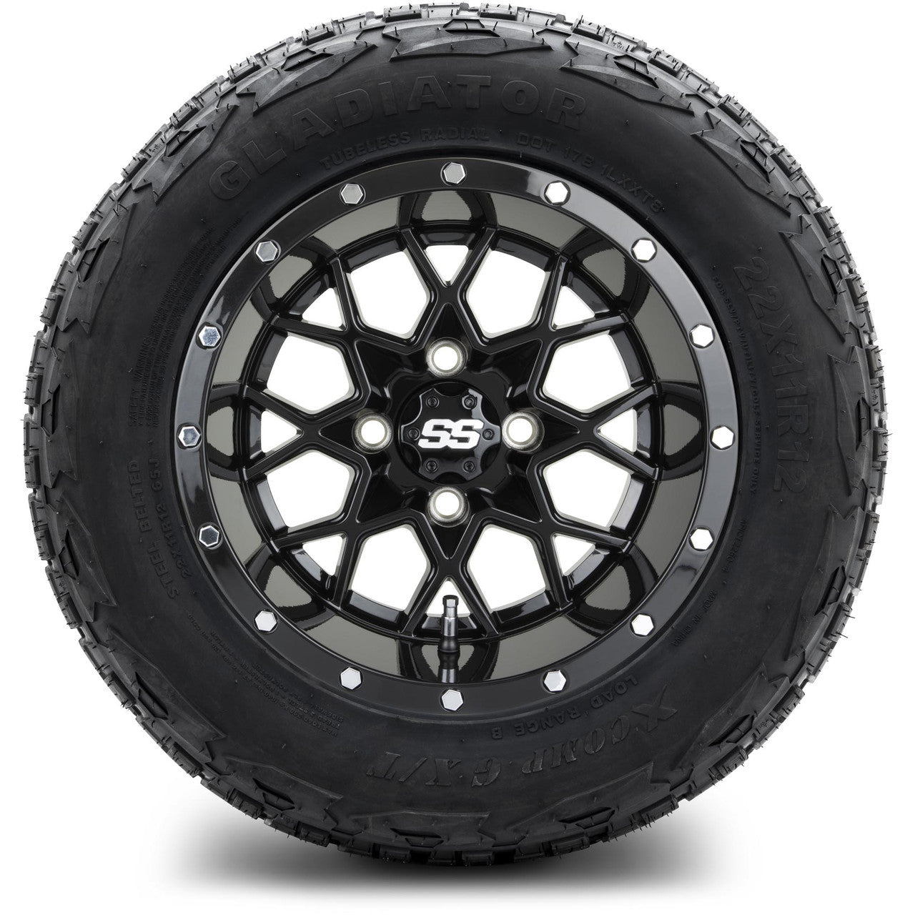 MODZ® 12" Vortex Glossy Black Wheels & Off-Road Tires Combo