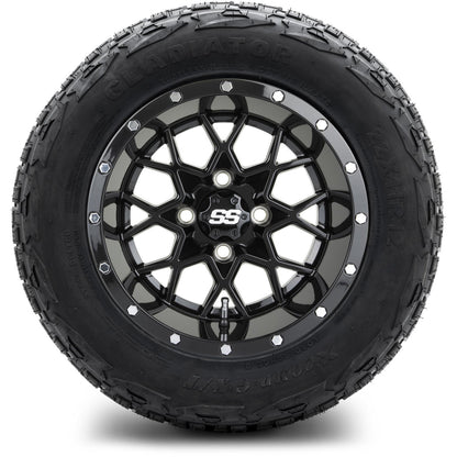 MODZ® 12" Vortex Glossy Black Wheels & Off-Road Tires Combo