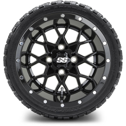 MODZ® 12" Vortex Glossy Black Wheels & Off-Road Tires Combo