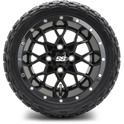MODZ® 12" Vortex Glossy Black Wheels & Off-Road Tires Combo