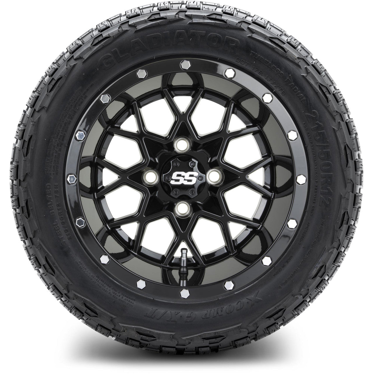 MODZ® 12" Vortex Glossy Black Wheels & Off-Road Tires Combo