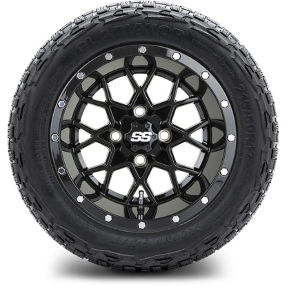 MODZ® 12" Vortex Glossy Black Wheels & Off-Road Tires Combo