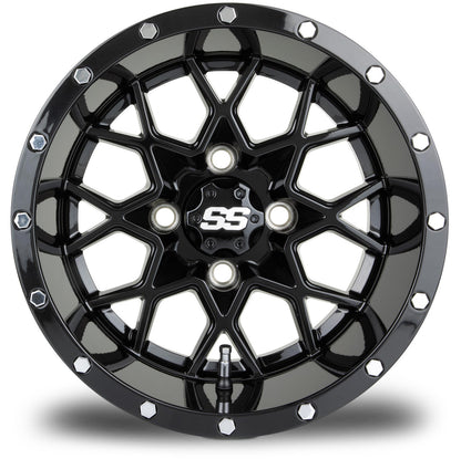 MODZ® Vortex Glossy Black 12" Golf Cart Wheel