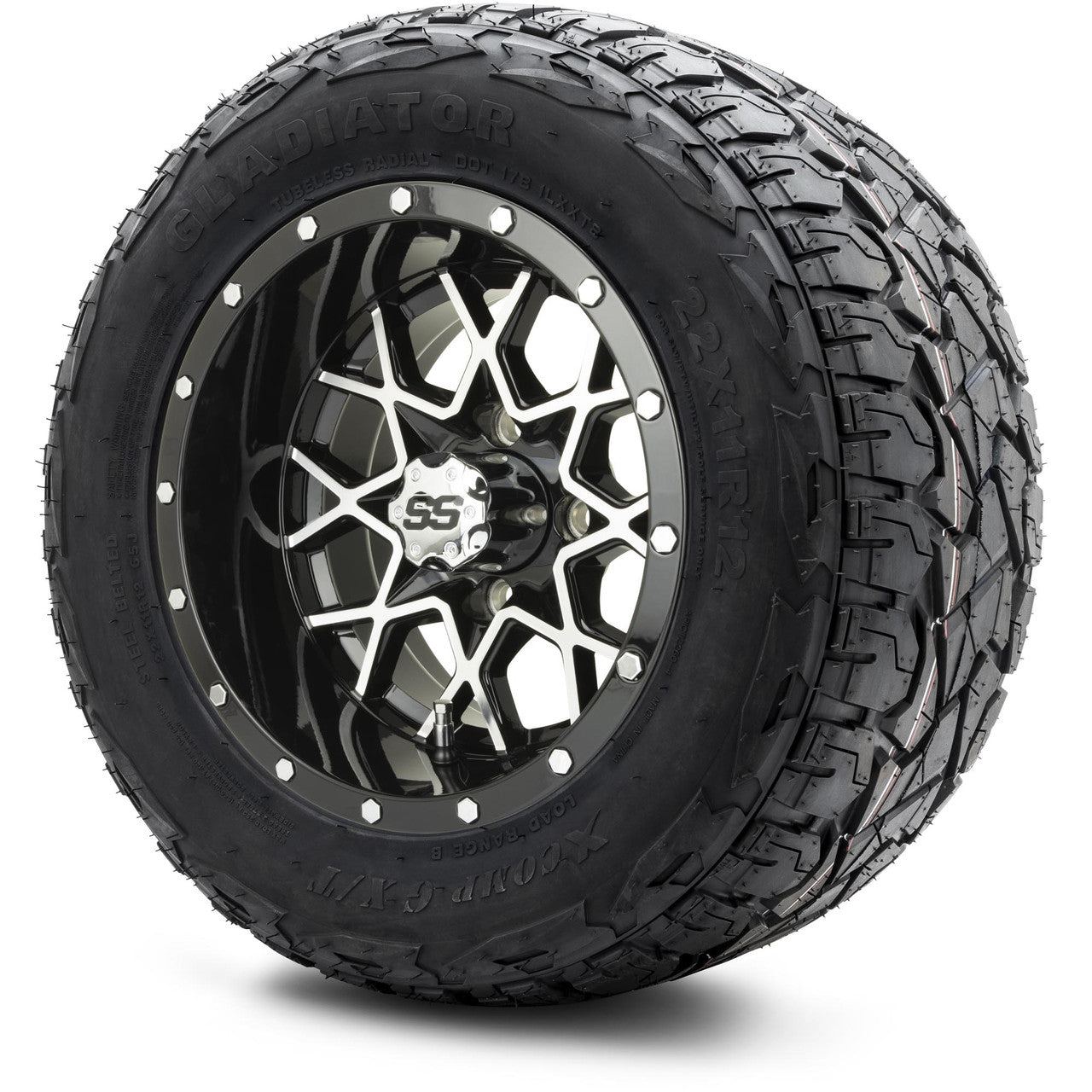 MODZ® 12" Vortex Machined Black Wheels & Off-Road Tires Combo