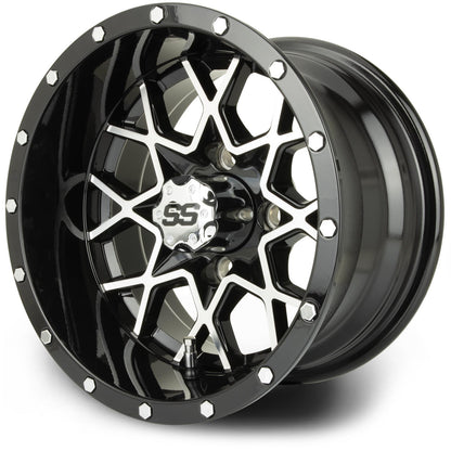 MODZ® Vortex Machined Black 12" Golf Cart Wheel