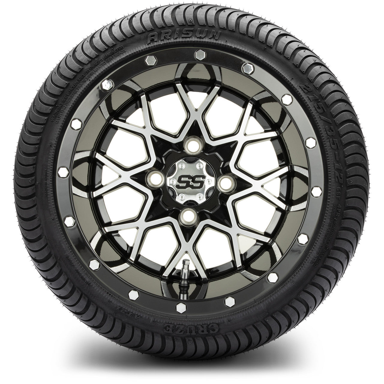 MODZ® 12" Vortex Machined Black Wheels & Street Tires Combo