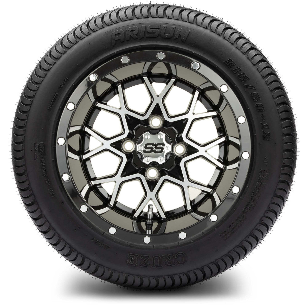 MODZ® 12" Vortex Machined Black Wheels & Street Tires Combo