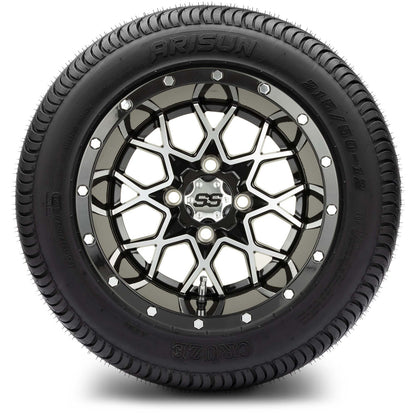 MODZ® 12" Vortex Machined Black Wheels & Street Tires Combo
