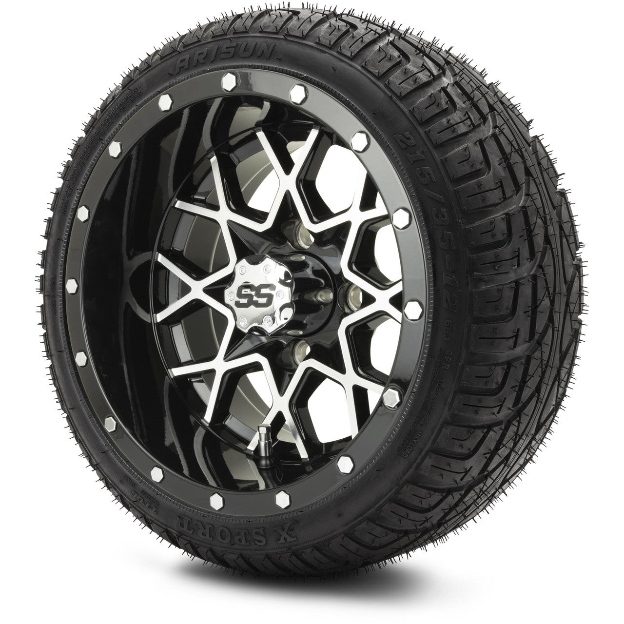 MODZ® 12" Vortex Machined Black Wheels & Street Tires Combo