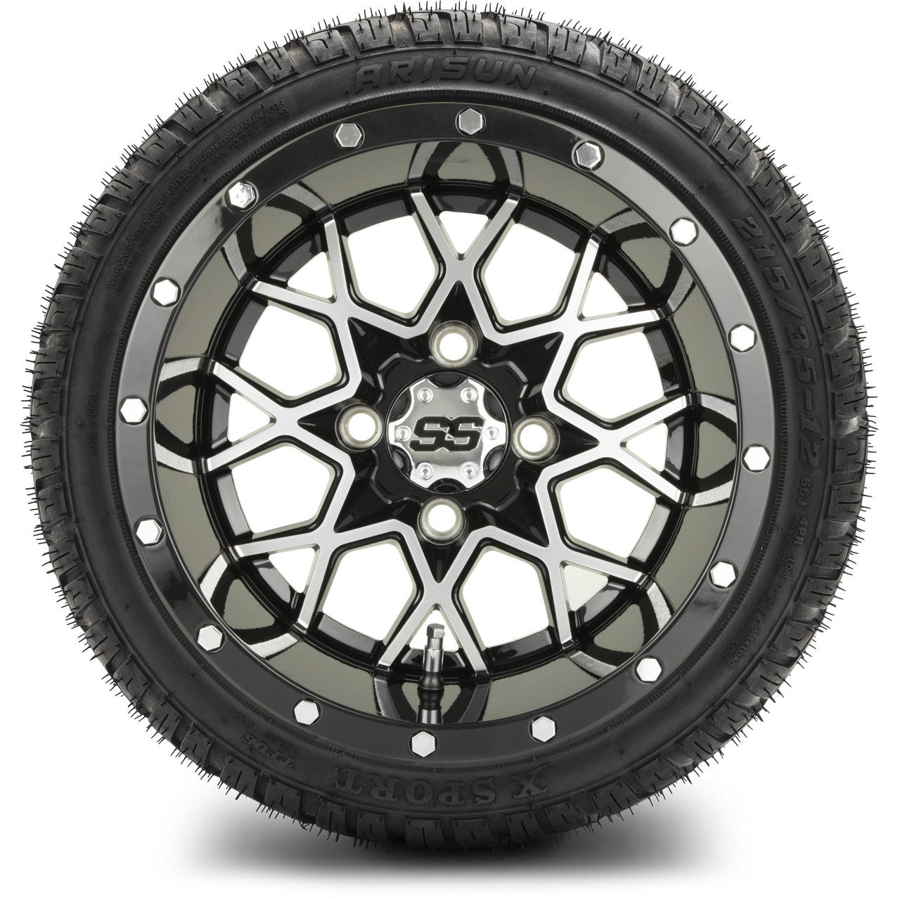 MODZ® 12" Vortex Machined Black Wheels & Street Tires Combo