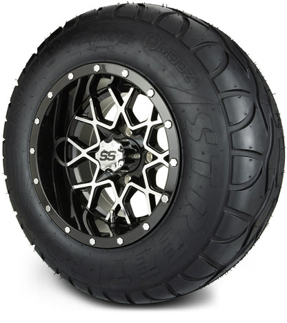 MODZ® 12" Vortex Machined Black Wheels & Street Tires Combo