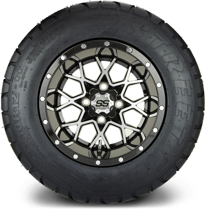 MODZ® 12" Vortex Machined Black Wheels & Street Tires Combo