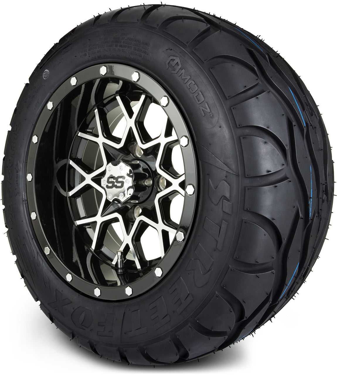 MODZ® 12" Vortex Machined Black Wheels & Street Tires Combo