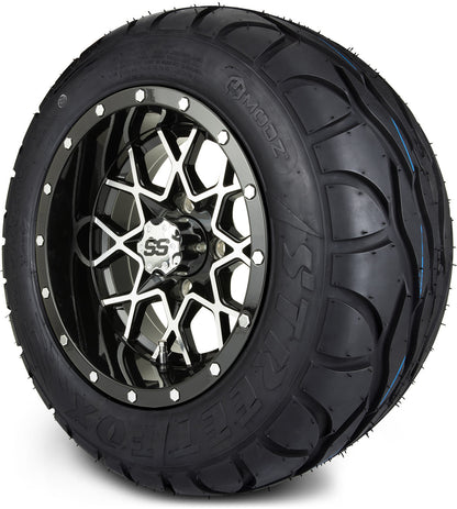 MODZ® 12" Vortex Machined Black Wheels & Street Tires Combo