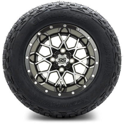 MODZ® 12" Vortex Machined Black Wheels & Off-Road Tires Combo
