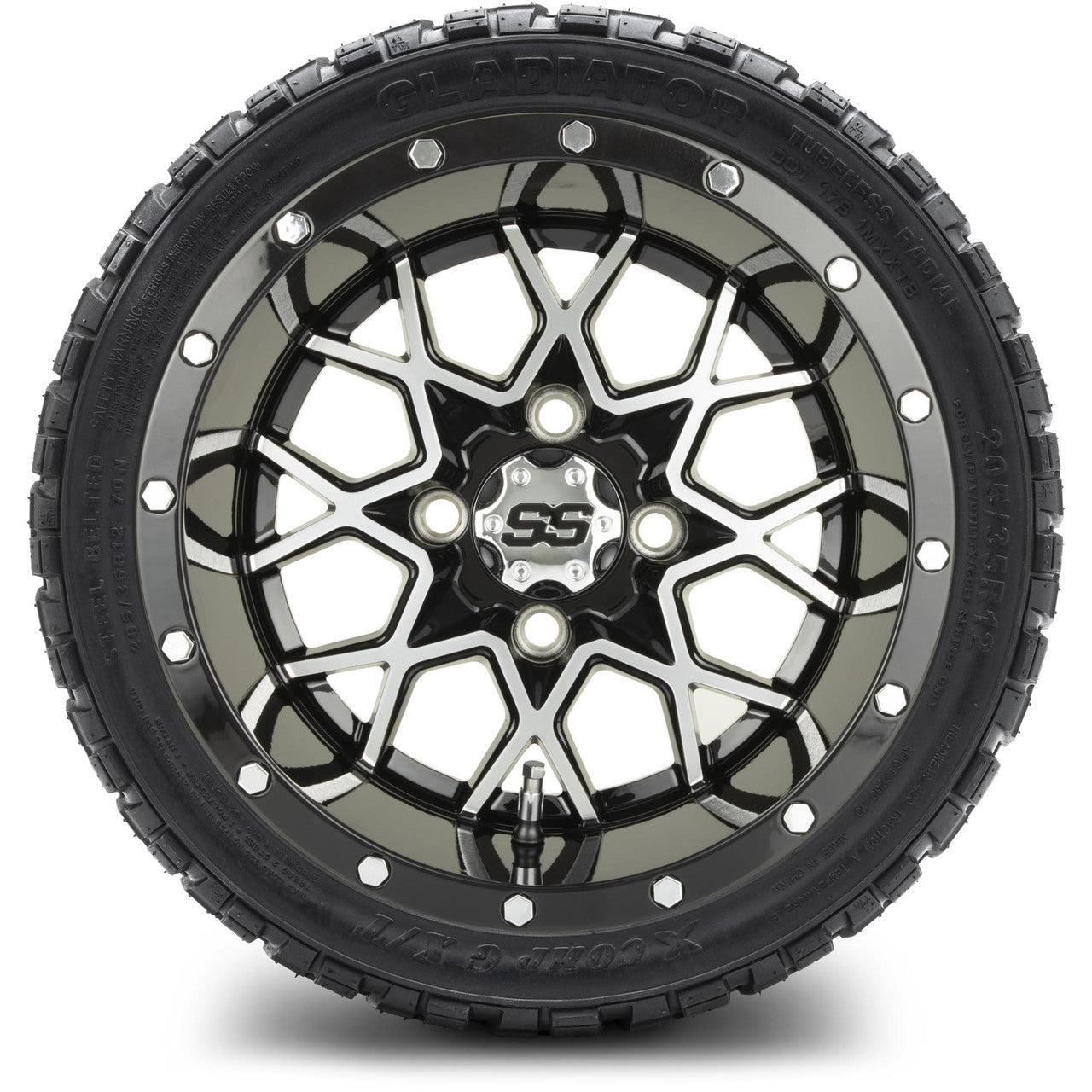 MODZ® 12" Vortex Machined Black Wheels & Off-Road Tires Combo