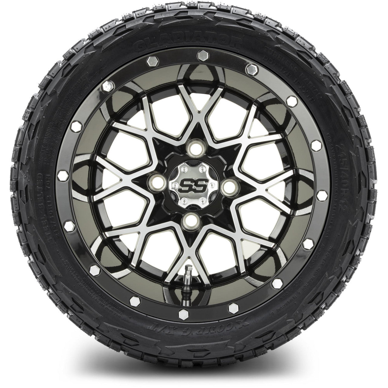MODZ® 12" Vortex Machined Black Wheels & Off-Road Tires Combo