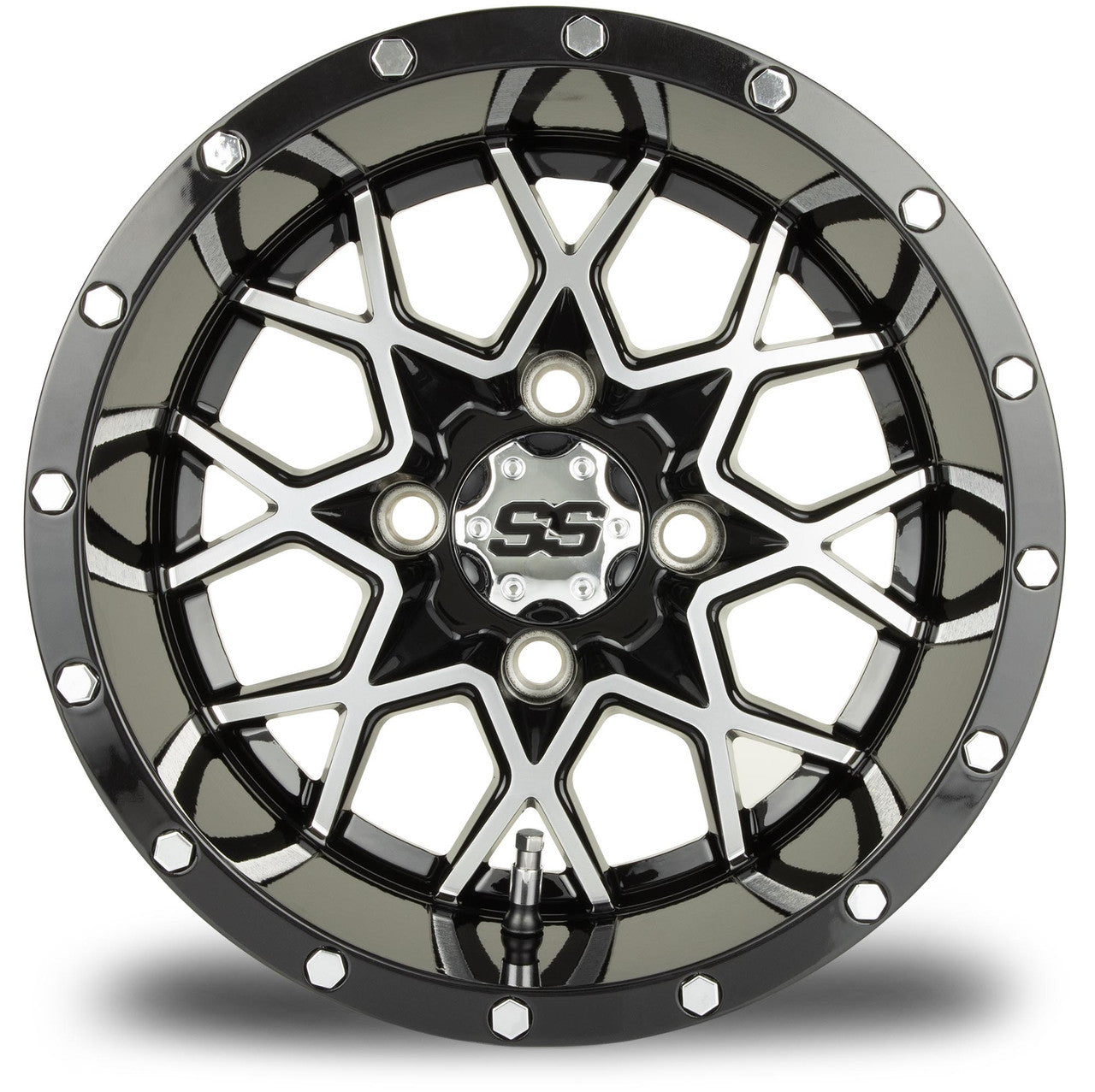 MODZ® Vortex Machined Black 12" Golf Cart Wheel