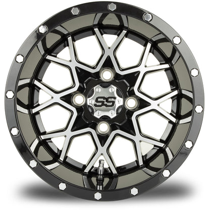 MODZ® Vortex Machined Black 12" Golf Cart Wheel