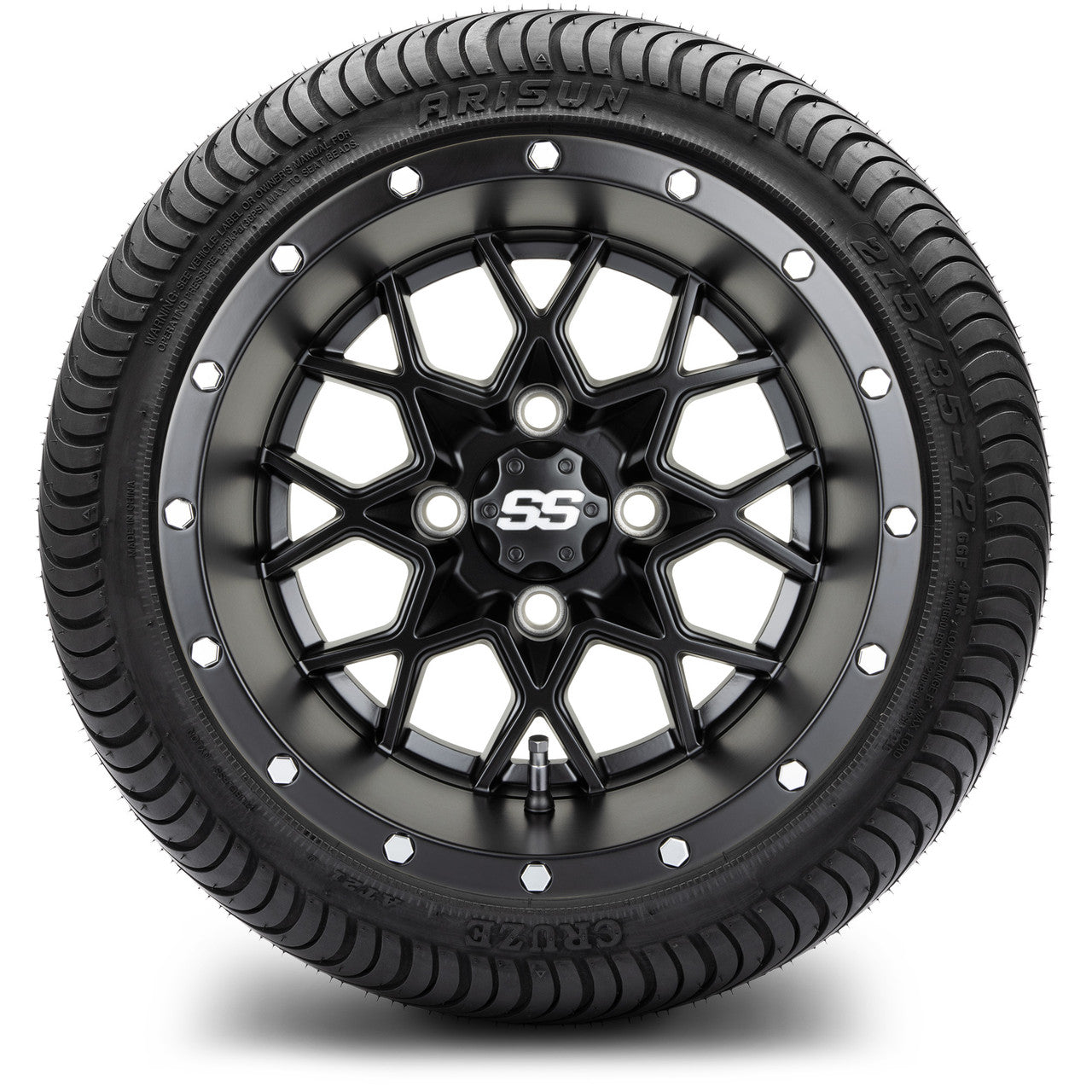 MODZ® 12" Vortex Matte Black Wheels & Street Tires Combo