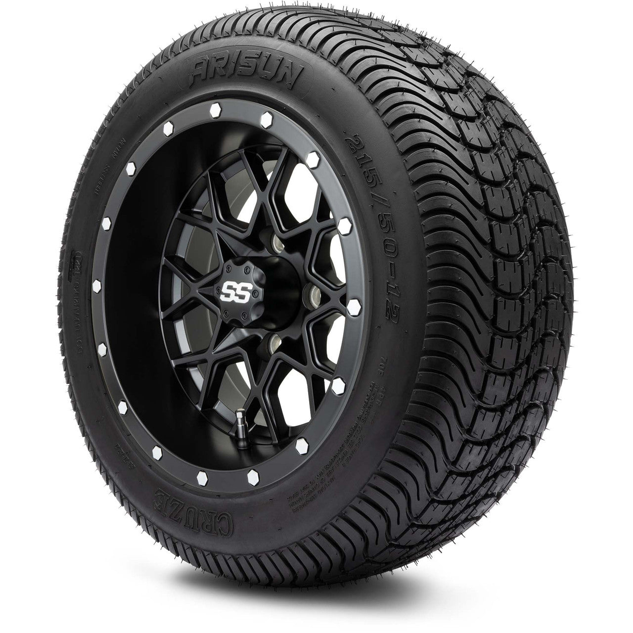 MODZ® 12" Vortex Matte Black Wheels & Street Tires Combo