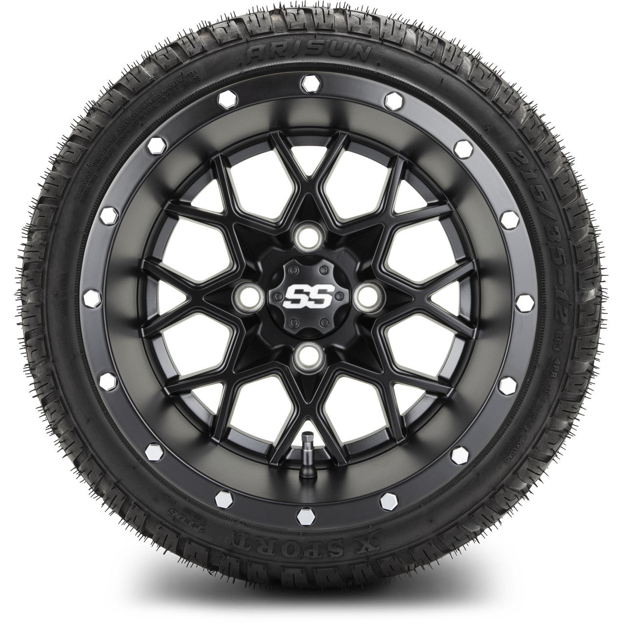 MODZ® 12" Vortex Matte Black Wheels & Street Tires Combo