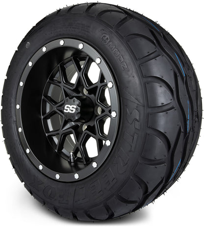 MODZ® 12" Vortex Matte Black Wheels & Street Tires Combo
